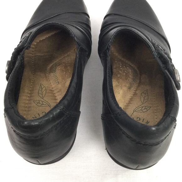 Earth Origins Madison Round Toe Chunky Heel Black Leather Slip On Women's Size 7 - Picture 6 of 13